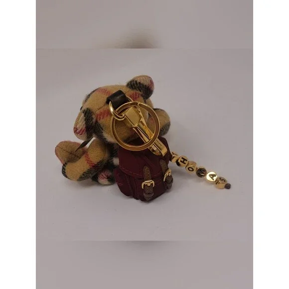 Burberry Bag Charm Thomas the Bear Bag Charm Key Chain Backpack Nova Check - Picture 7 of 12